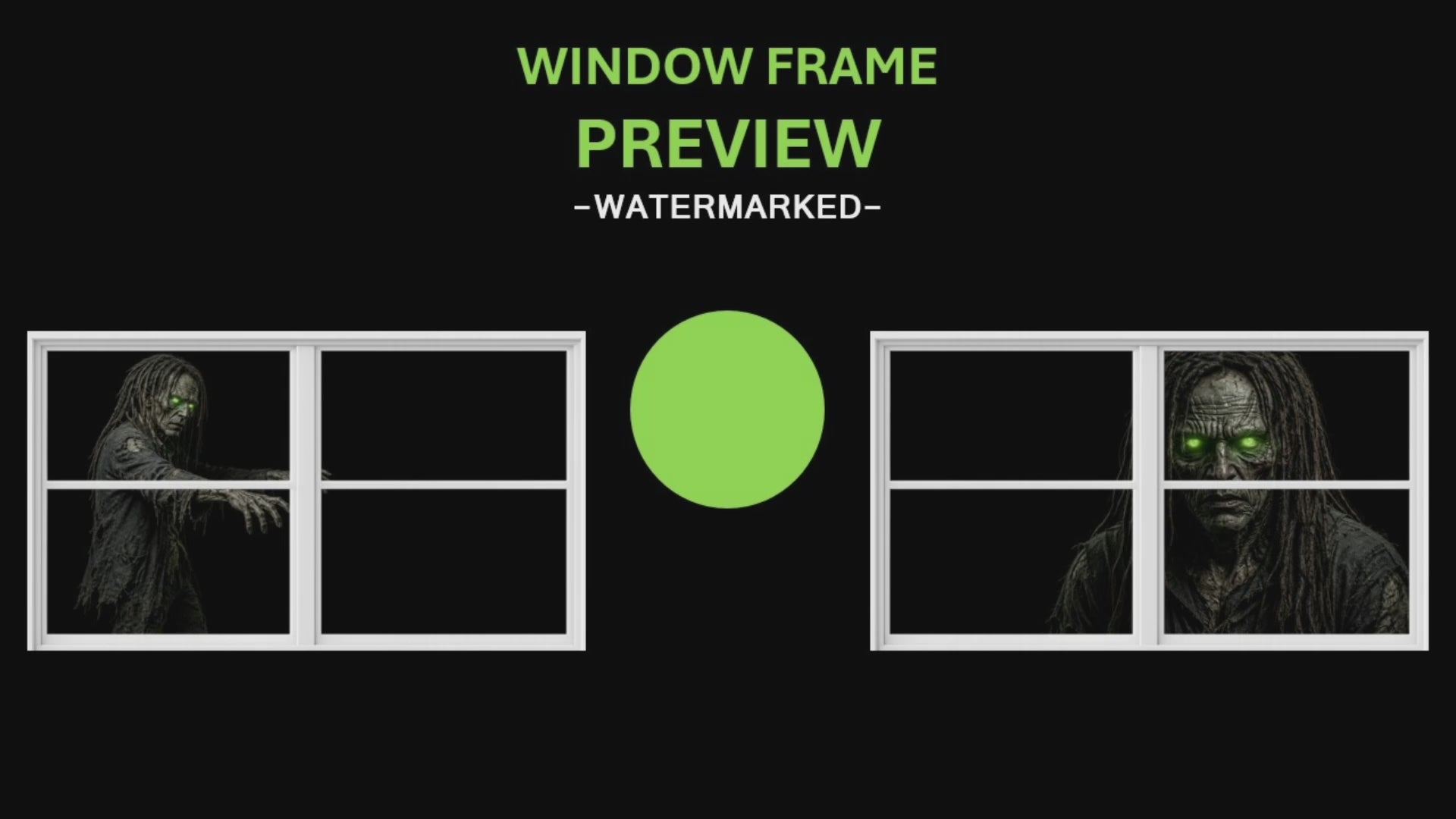 Zombie Breakout Halloween projection video preview with a center window divider