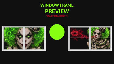 Clown Town Halloween projection video preview with a center window divider