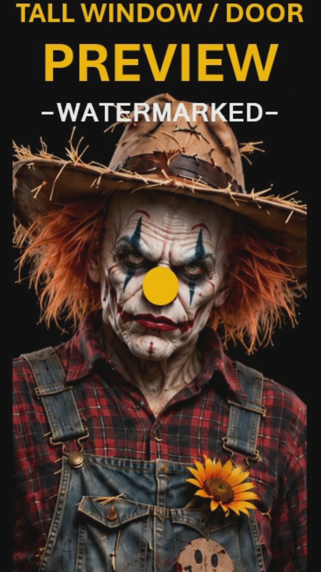Clown Town Halloween projection video preview for tall window / door